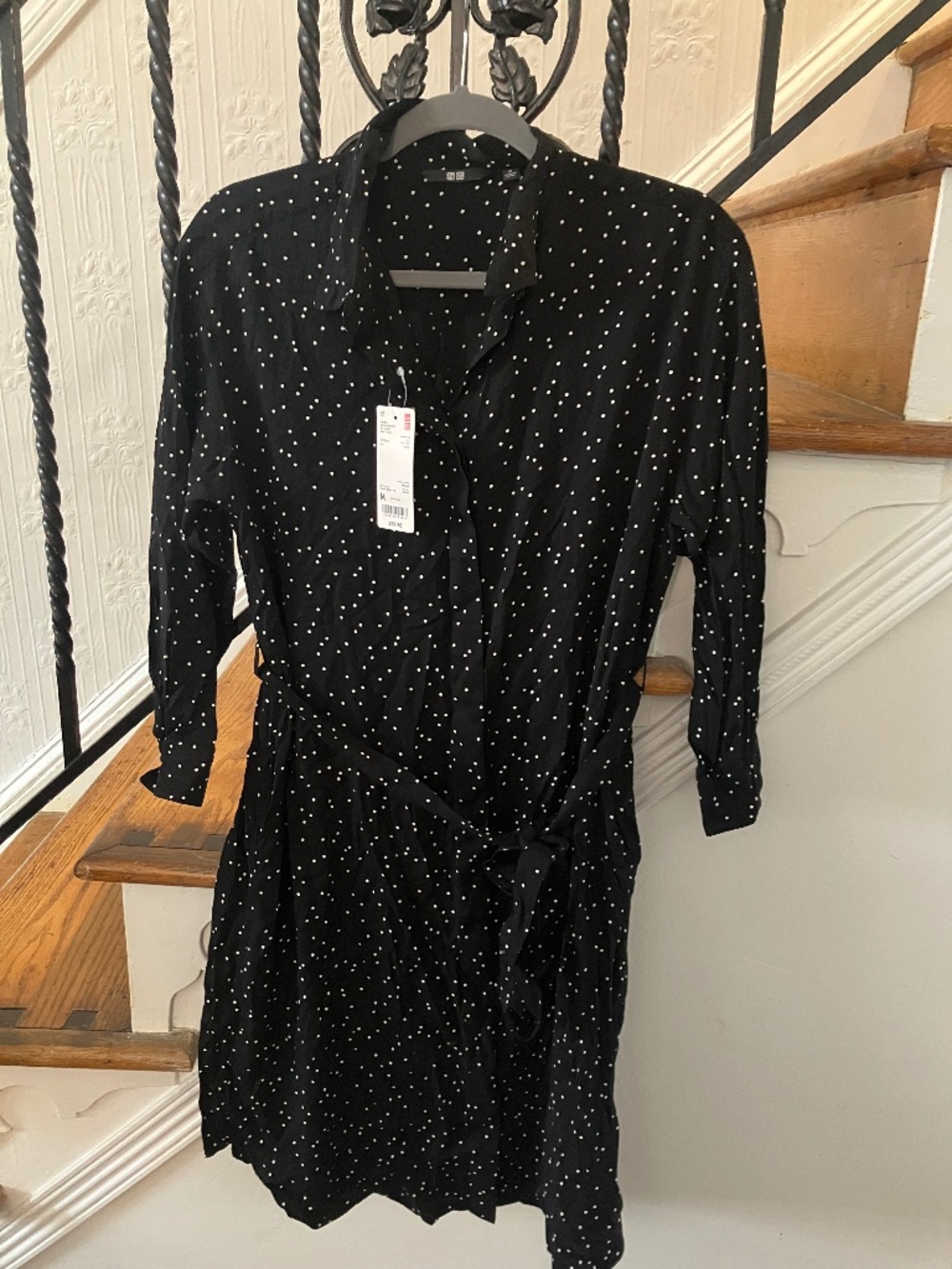 NWT New Uniqlo polka dot shirt dress size M medium
